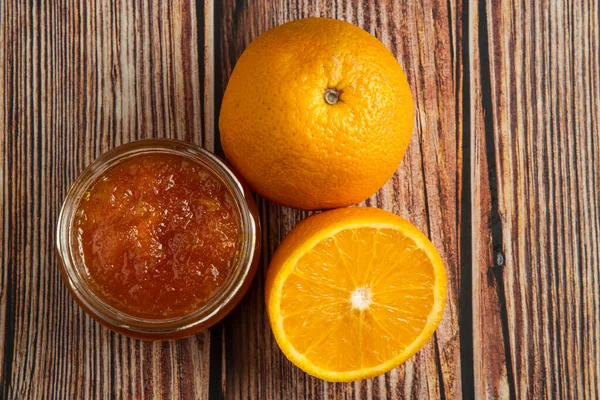 Orange Confiture Glass Jar High Quality Photo — Stock Photo, Image