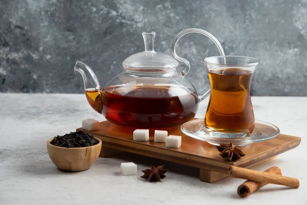 Uma Xícara Chá Com Açúcar Anis Estrelado Foto Alta Qualidade — Fotografia de Stock