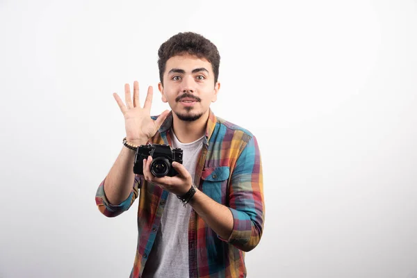 Fotografía Pidiendo Atención Cliente Para Mantener Esa Posición Foto Alta — Foto de Stock