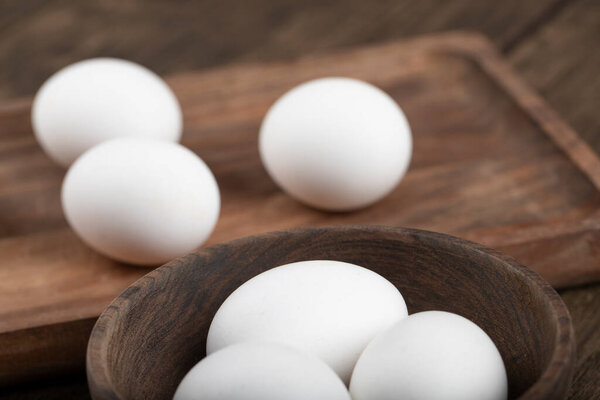 Close up photo of fresh organic eggs . High quality photo