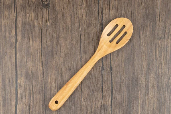 Vue Supérieure Cuillère Spatule Bois Faite Main — Photo