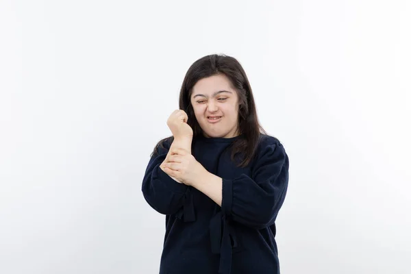 Image Young Girl Syndrome Standing Posing High Quality Photo — Stock Photo, Image