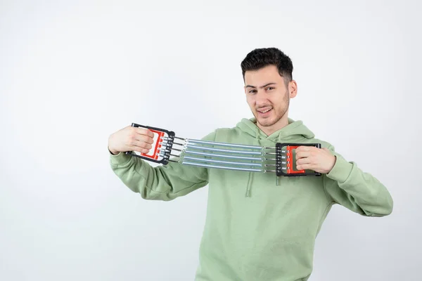 Imagem Jovem Modelo Usando Equipamentos Esportivos Foto Alta Qualidade — Fotografia de Stock