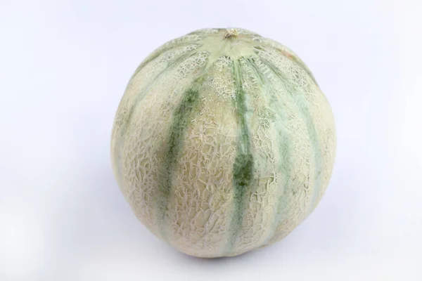 Ganze Süße Cantaloupe Melone Isoliert Auf Weißem Hintergrund Hochwertiges Foto — Stockfoto