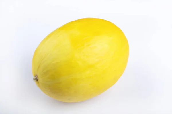 Melon Jaune Frais Entier Isolé Sur Fond Blanc Photo Haute — Photo