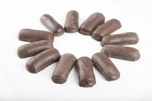 Cirkel Van Chocolade Sticks Geplaatst Een Witte Achtergrond Hoge Kwaliteit — Stockfoto