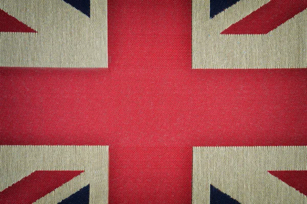 Centre du drapeau britannique sur la texture de la toile ancienne — Photo