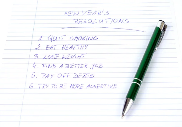 New Year's resolutions listed — Stock Photo, Image