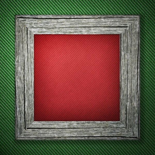 Fond vert avec motif rayé et cadre en bois — Photo