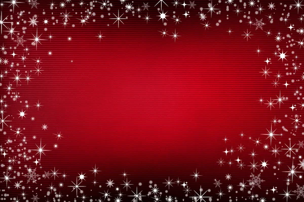 Красный холст фон со снегом и звездами — стоковое фото