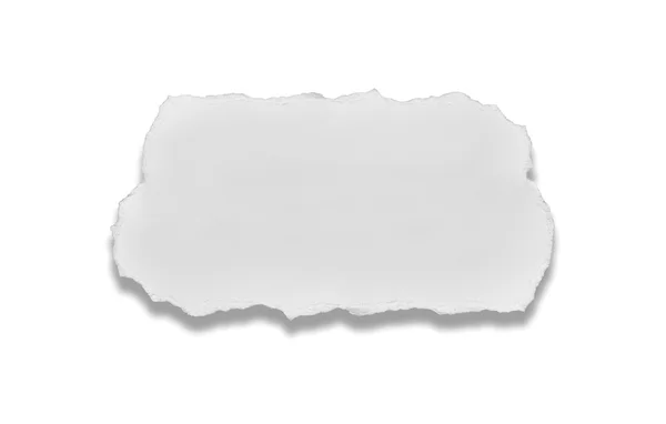 Un trozo de papel roto sobre un fondo blanco — Foto de Stock