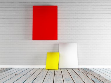 pictures, frames, canvases in the room