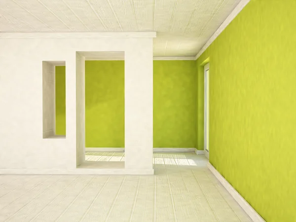 Lege ruimte met een deur en de niches, — Stockfoto
