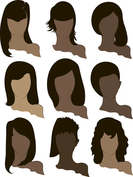 Diferentes peinados para las mujeres — Vector de stock