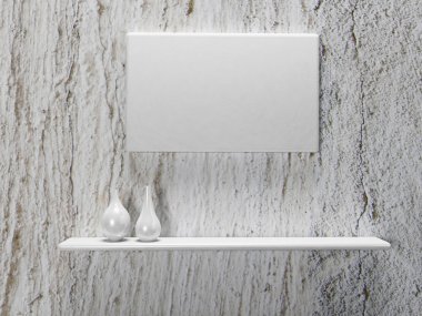 beyaz raf, 3d iki vazo