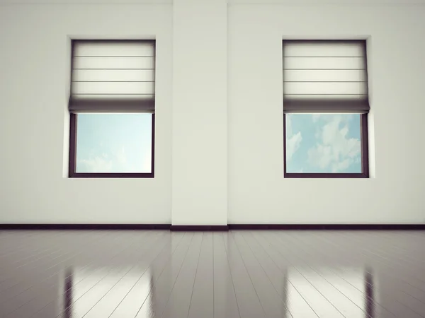 Dos ventanas en la habitación, 3d — Foto de Stock