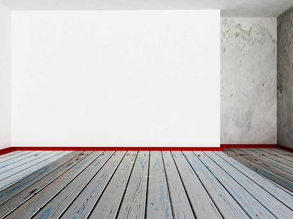 Leere weiße Wand im Raum, 3d — Stockfoto