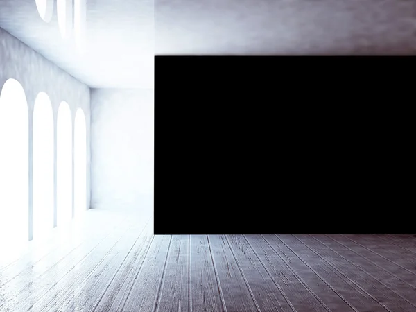 Siyah boş duvar, 3d — Stok fotoğraf