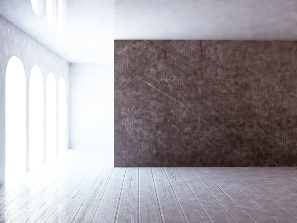 Пустая комната с гранж-стеной, 3d — стоковое фото