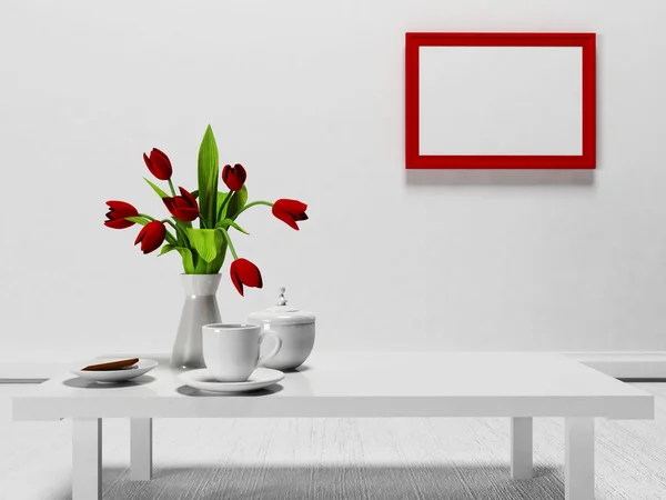 Flores rojas sobre la mesa — Foto de Stock