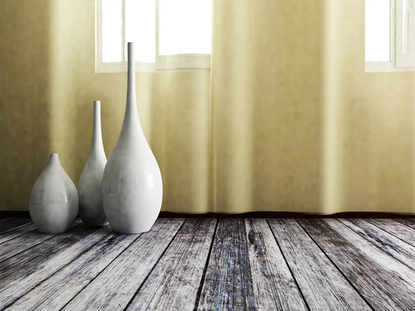 Three vases on the floor — Stock Photo, Image