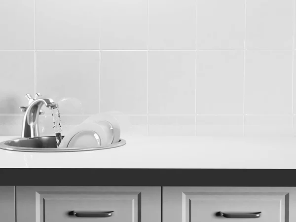 Plates in the sink — Stock Photo, Image