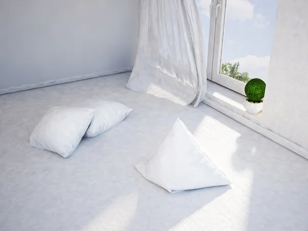 The cushions are scattered on the floor — Stock Photo, Image