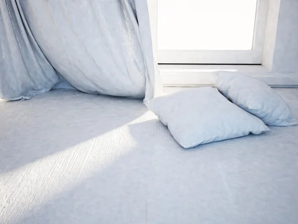 Two pillows near the window — Stock Photo, Image