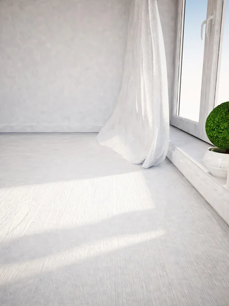 Green plant is standing on the windowsill, — Stock Photo, Image
