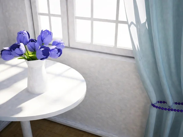 窓の近くの花と花瓶 — ストック写真
