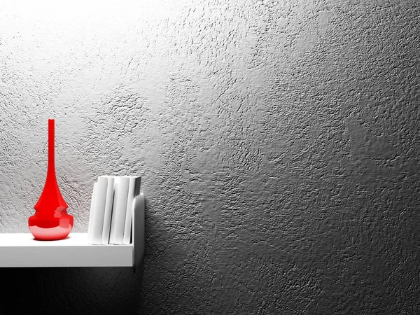 Red vase and books — Stock Photo, Image