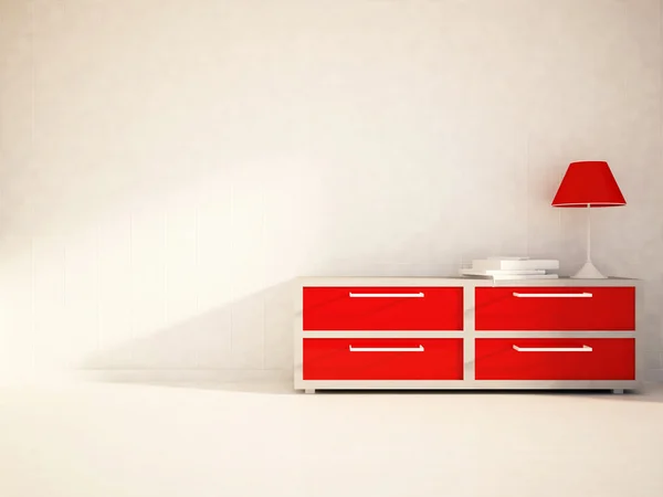 Röd lampa på bordet — Stockfoto