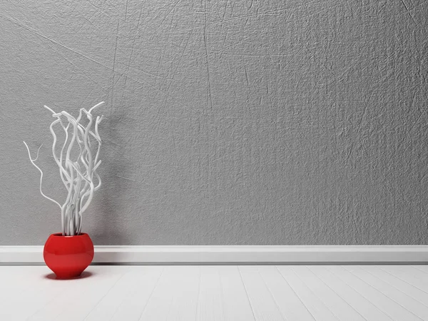 Vase rouge avec les branches , — Photo