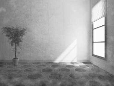 bir pencere yakınında saksı