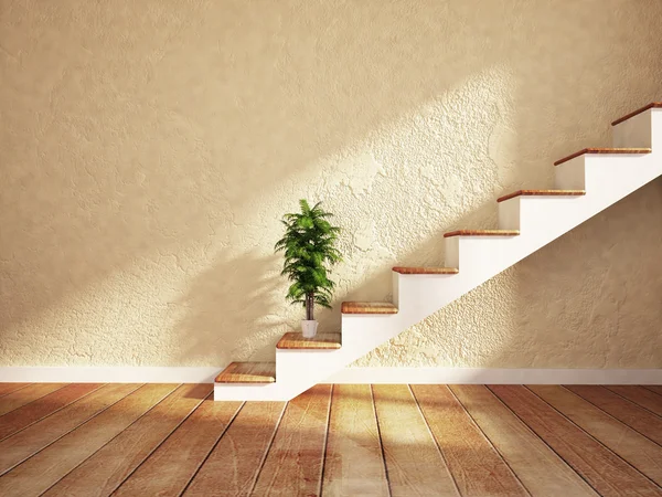 Зеленое растение рядом на лестнице , — стоковое фото