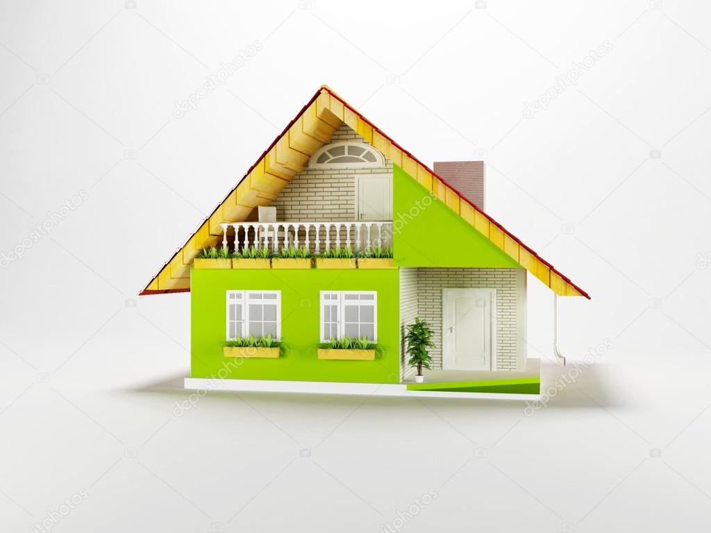 nice cottage on white background