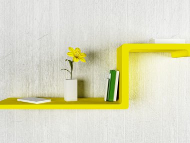 Kitaplar ve vazo ile güzel raf, 