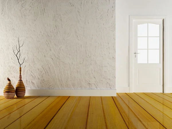 Zwei Holzvasen und die Tür — Stockfoto