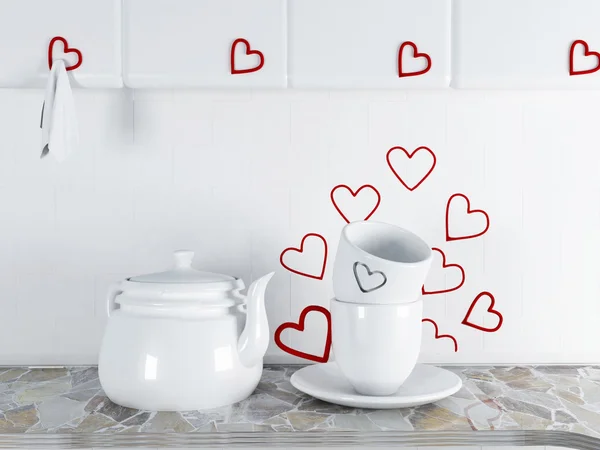 Beautiful composition with the crockery in the kitchen — Stock Photo, Image