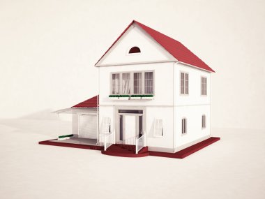 Beyaz bir arka plan üzerinde muhteşem bir konak