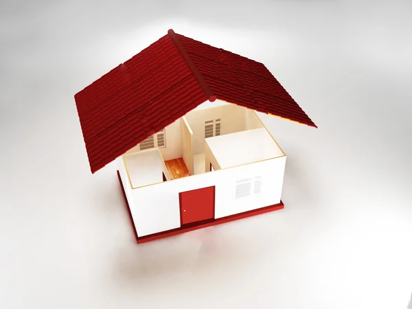 Mooi huis met het rode dak, — Stockfoto
