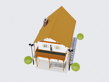 güzel ev, üstten görünüm