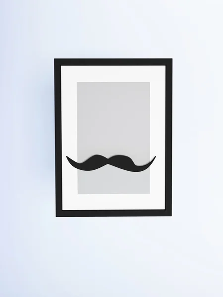 Photoframe with a fun mustache, — Stock Photo, Image