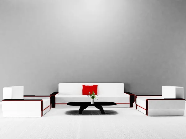 Sofa, table, armchair in the room — Stock Photo, Image