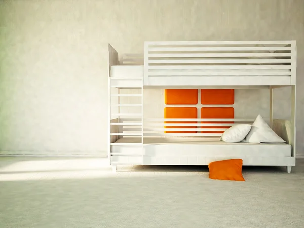 White bunk bed,  part of the bedroom — Stock Photo, Image