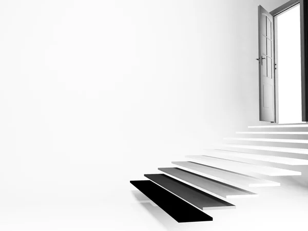 Open deur, trappen, lege ruimte, — Stockfoto