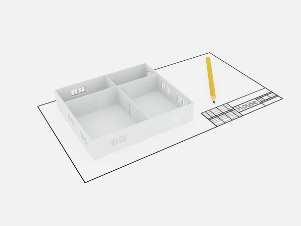 House, ovanifrån, plan — Stockfoto