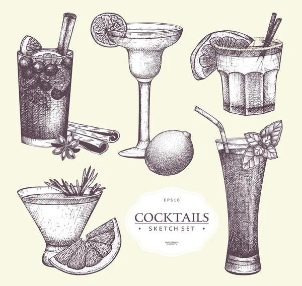 Ilustración de bebidas alcohólicas dibujadas a mano — Vector de stock