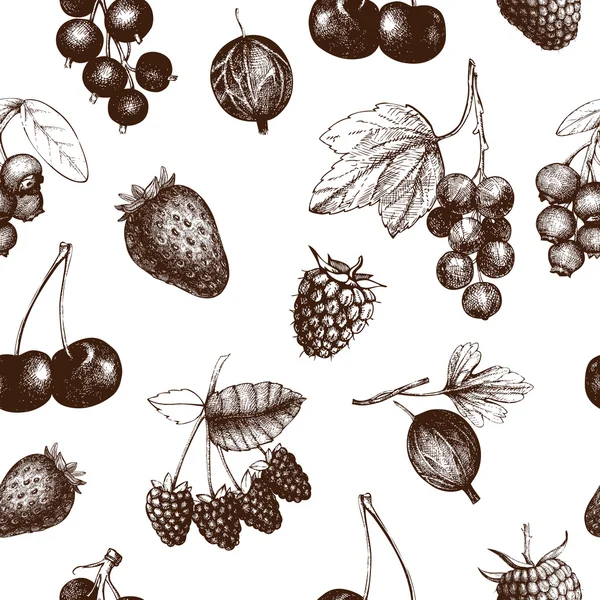 Винтажные дикие и садовые ягоды — стоковый вектор