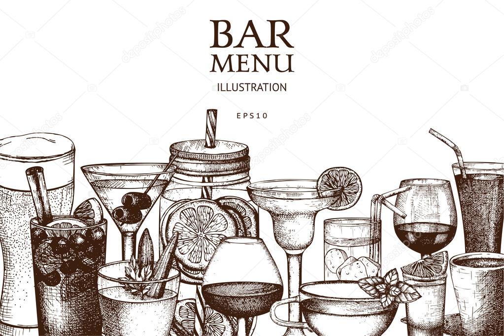 hand drawn drinks illustration